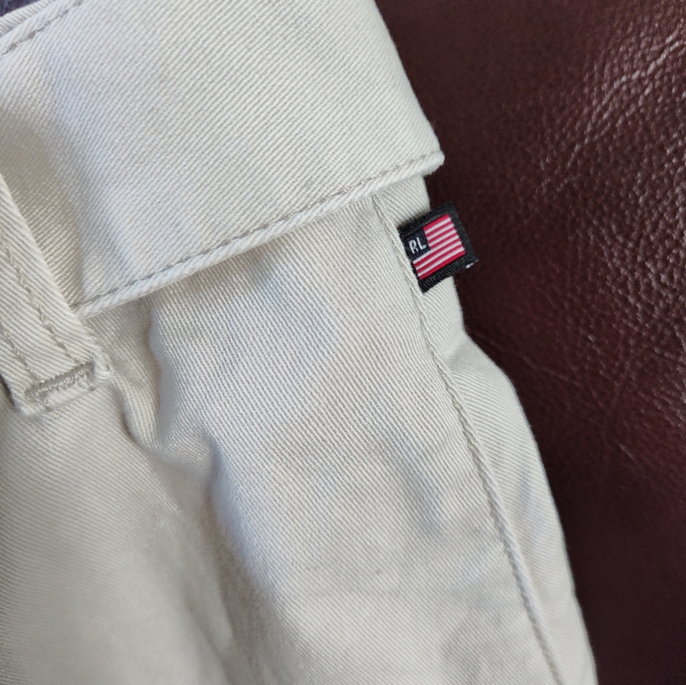 Polo Jeans Ralph Lauren Button Front Mini Skirt Belted Sz 12 Khaki Cream - Picture 6 of 6